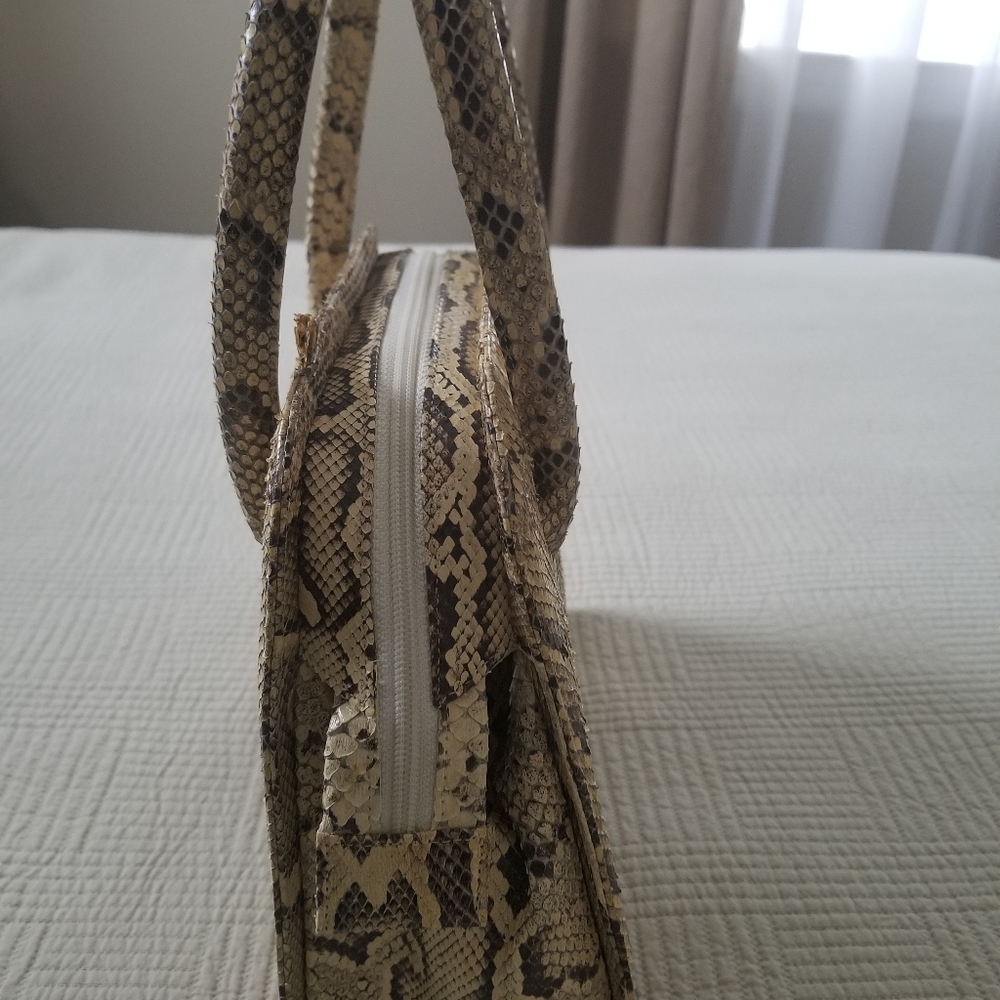 Natural Python Skin Satchel Handbag - image 5